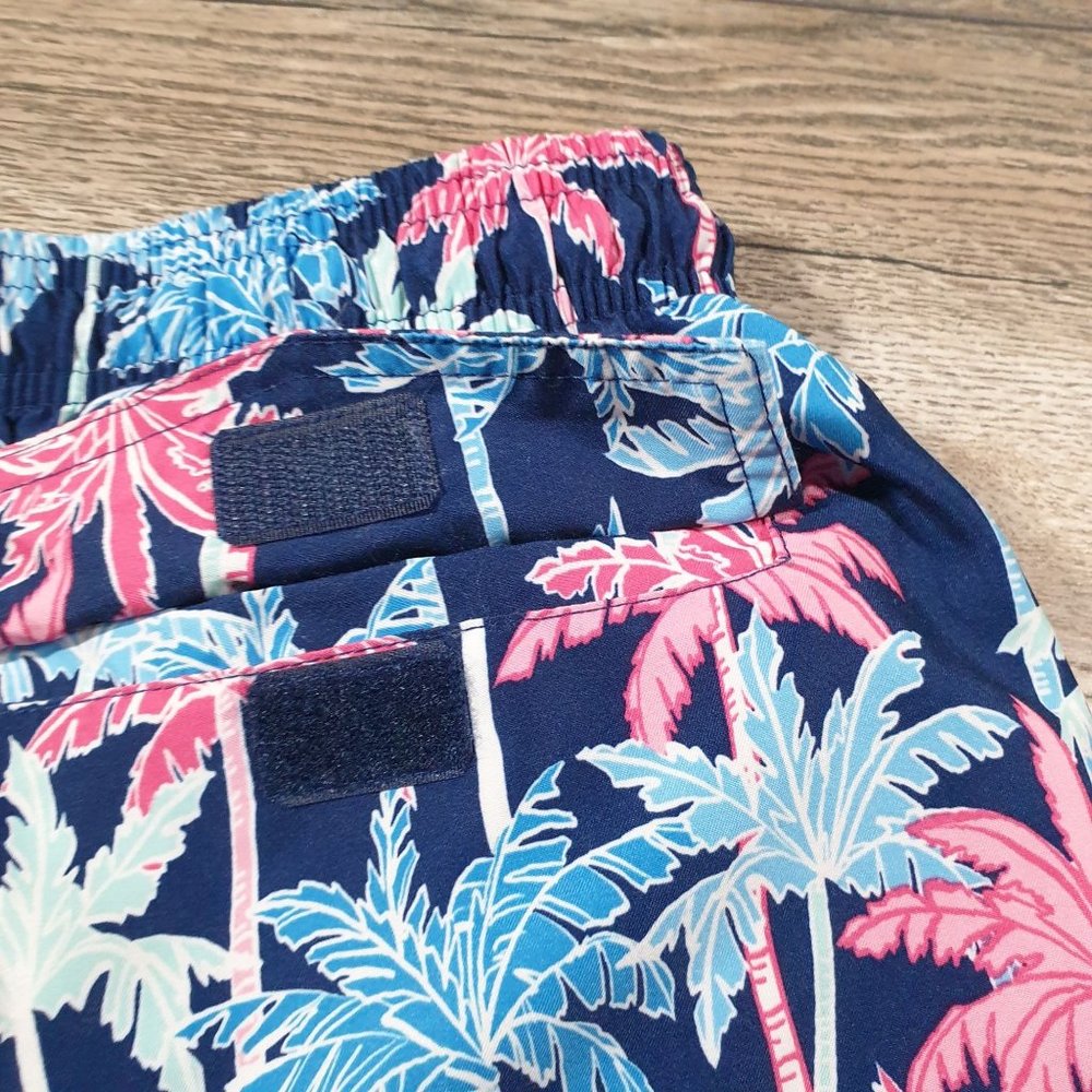 Ocean Gear Mens Large Swim Trunks Pink Blue Palm Trees Pool Beach Vacation Party - Picture 9 of 10